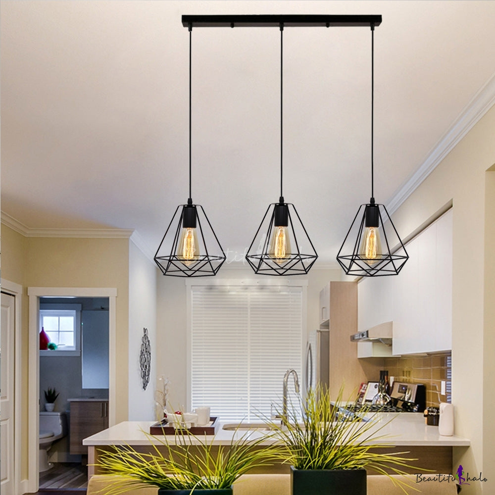 Diamond fit line Chandelier  - Black