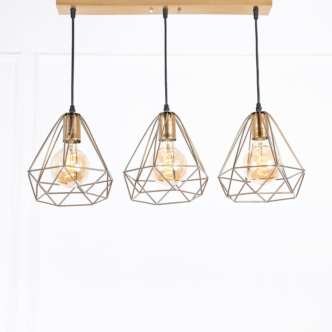 Diamond fit line Chandelier  - Gold