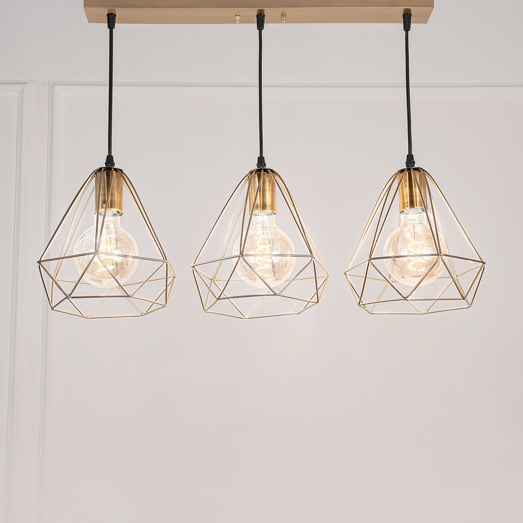 Diamond fit line Chandelier  - Gold