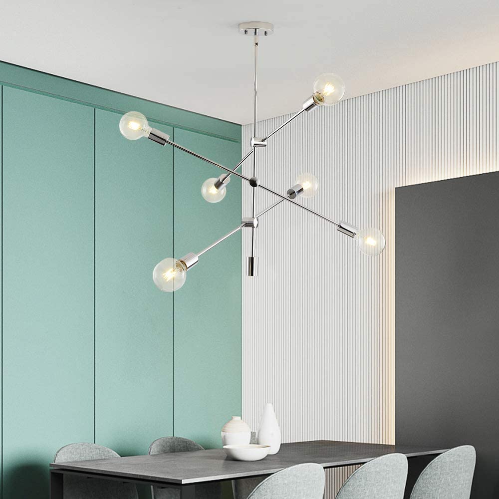 Sputnik Chandelier - 6 bulb - Silver