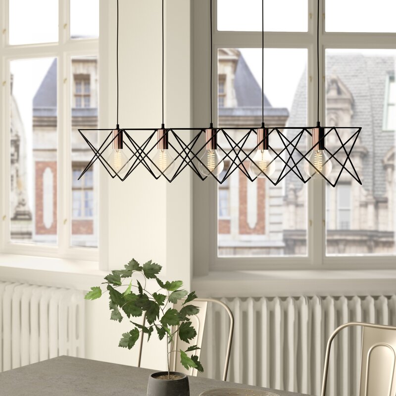 quintuple Star fit line Chandelier  - Black