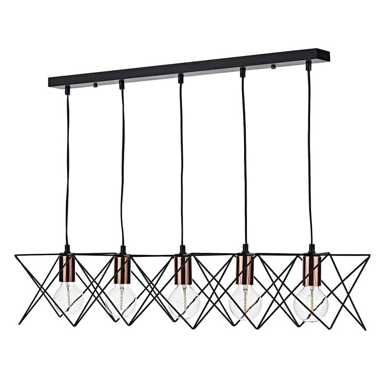 quintuple Star fit line Chandelier  - Black