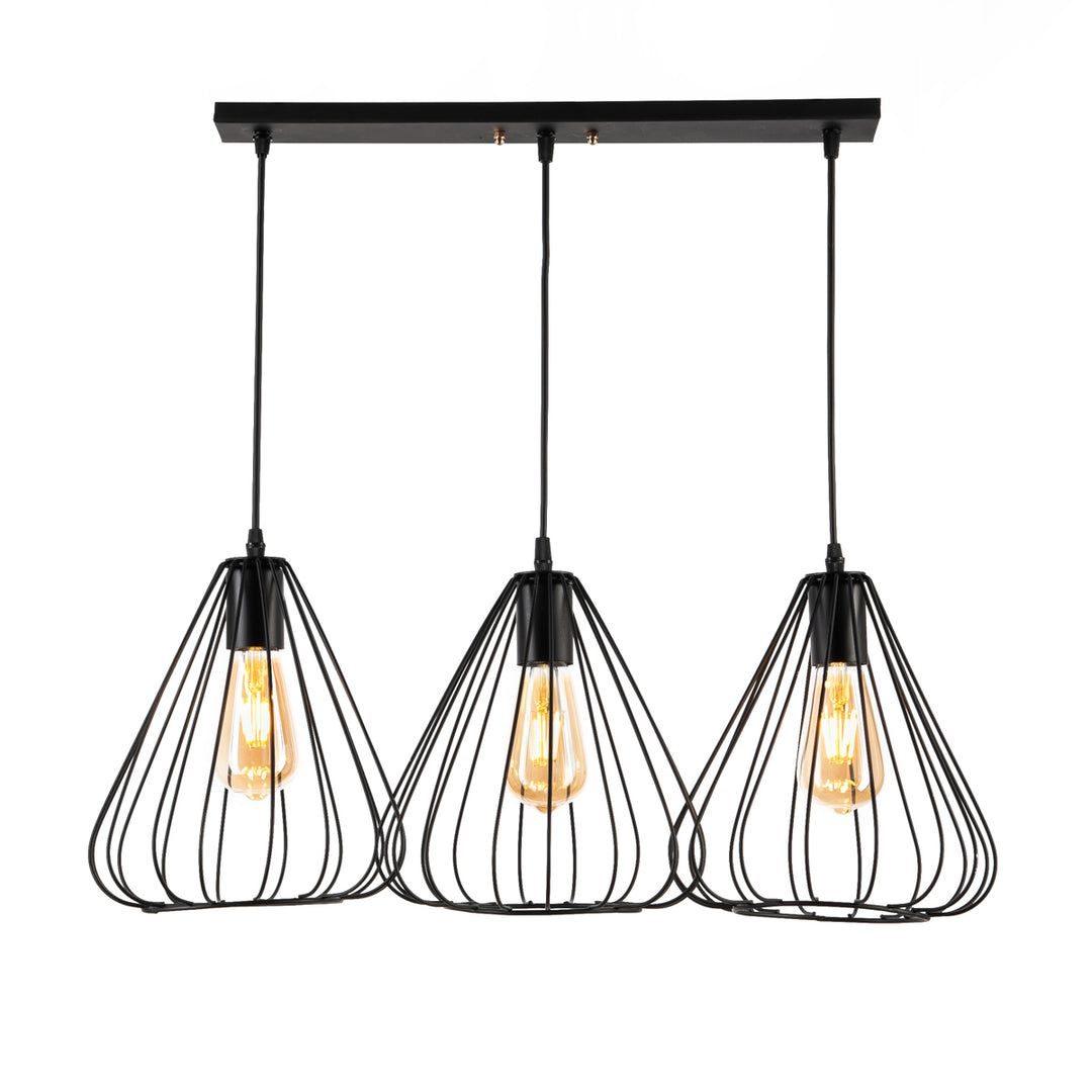 Reversed Jaula  line Chandelier  - Black