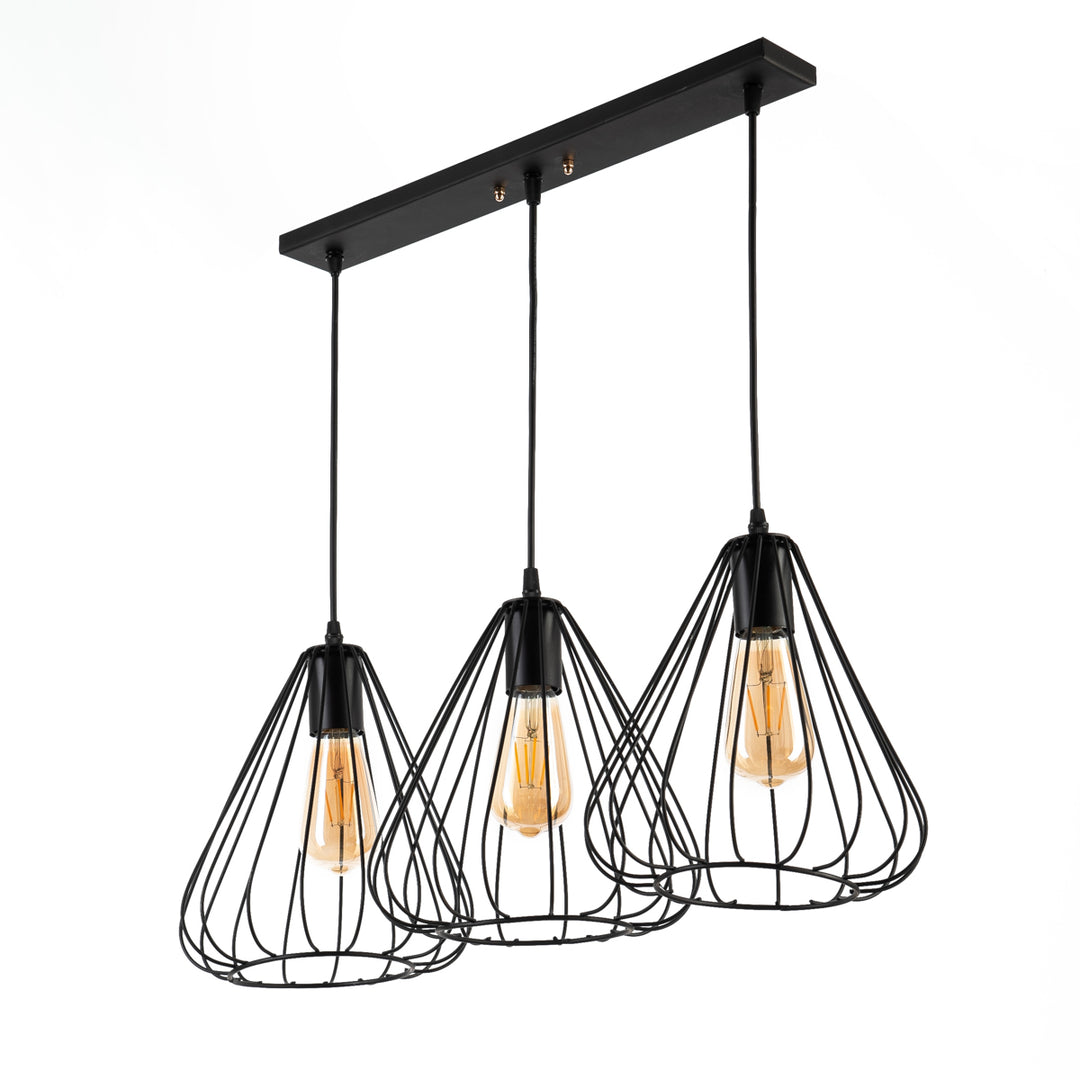 Reversed Jaula  line Chandelier  - Black