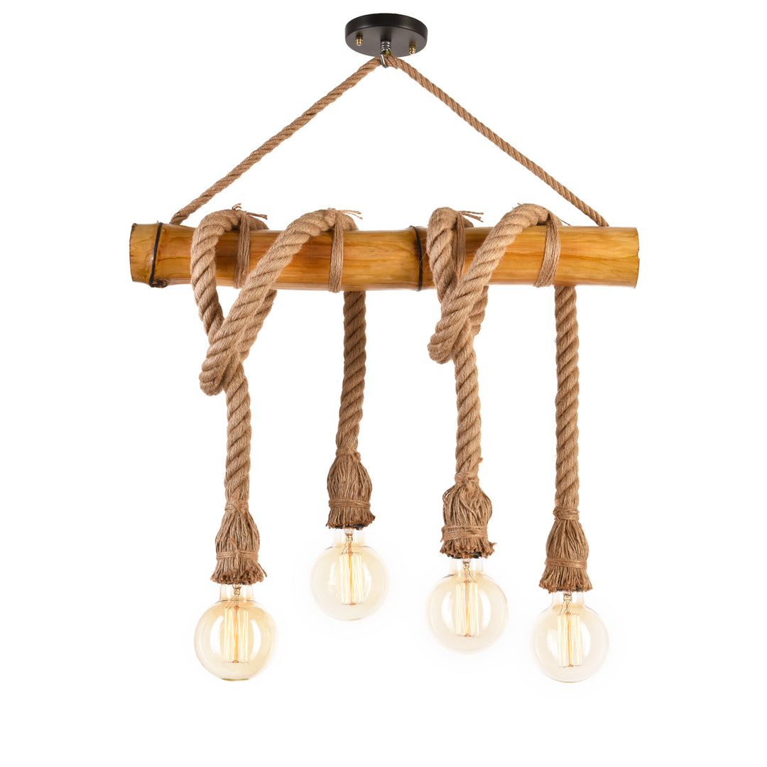 Bamboo Anchor Rope Vinatge Pendant Light - 4 Bulb