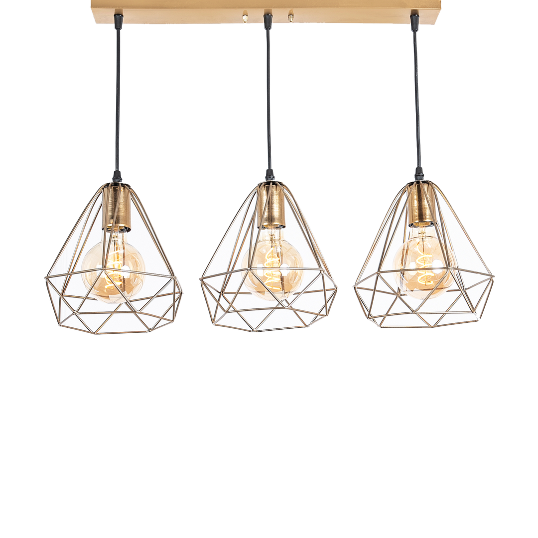 Diamond fit line Chandelier  - Gold