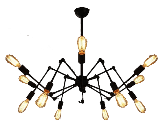 Mesh movable chandelier - 12 branch - black