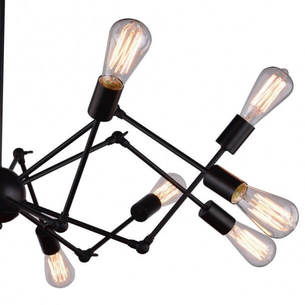 Mesh movable chandelier - 12 branch - black